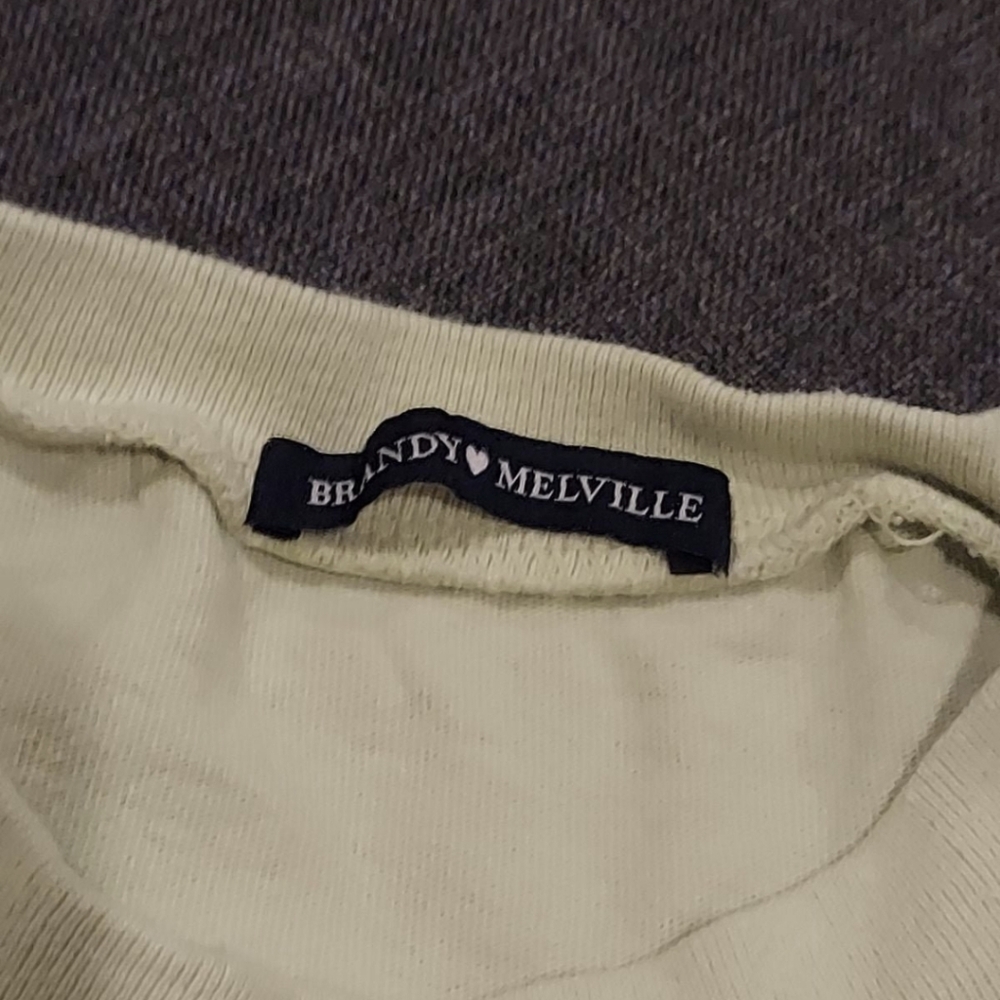 Brandy Melville Yellow Short Sleeve Tee Embroidered Butterfly